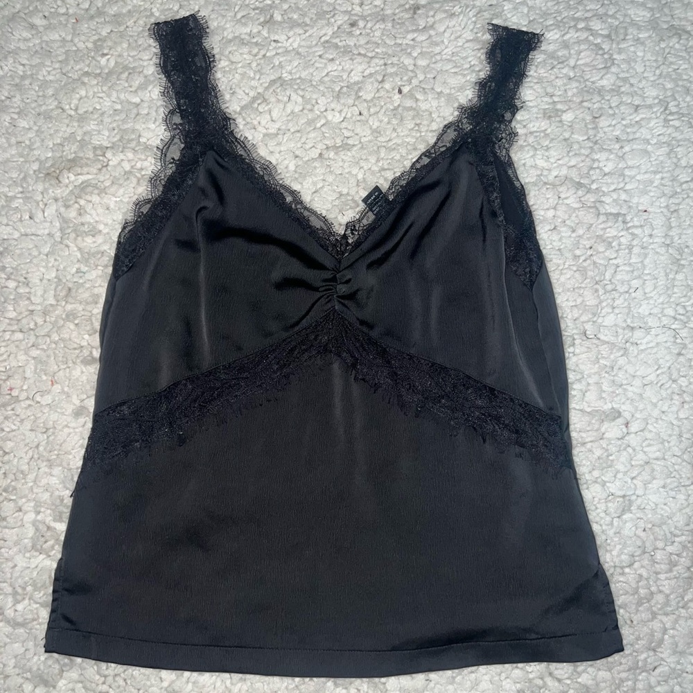 Forever 21 Black Lace Satin Tank Top